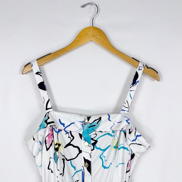 Karl Lagerfield Women's Artsy Maximalist Midi Dress Size 10 White Rainbow - Picture 5 of 16